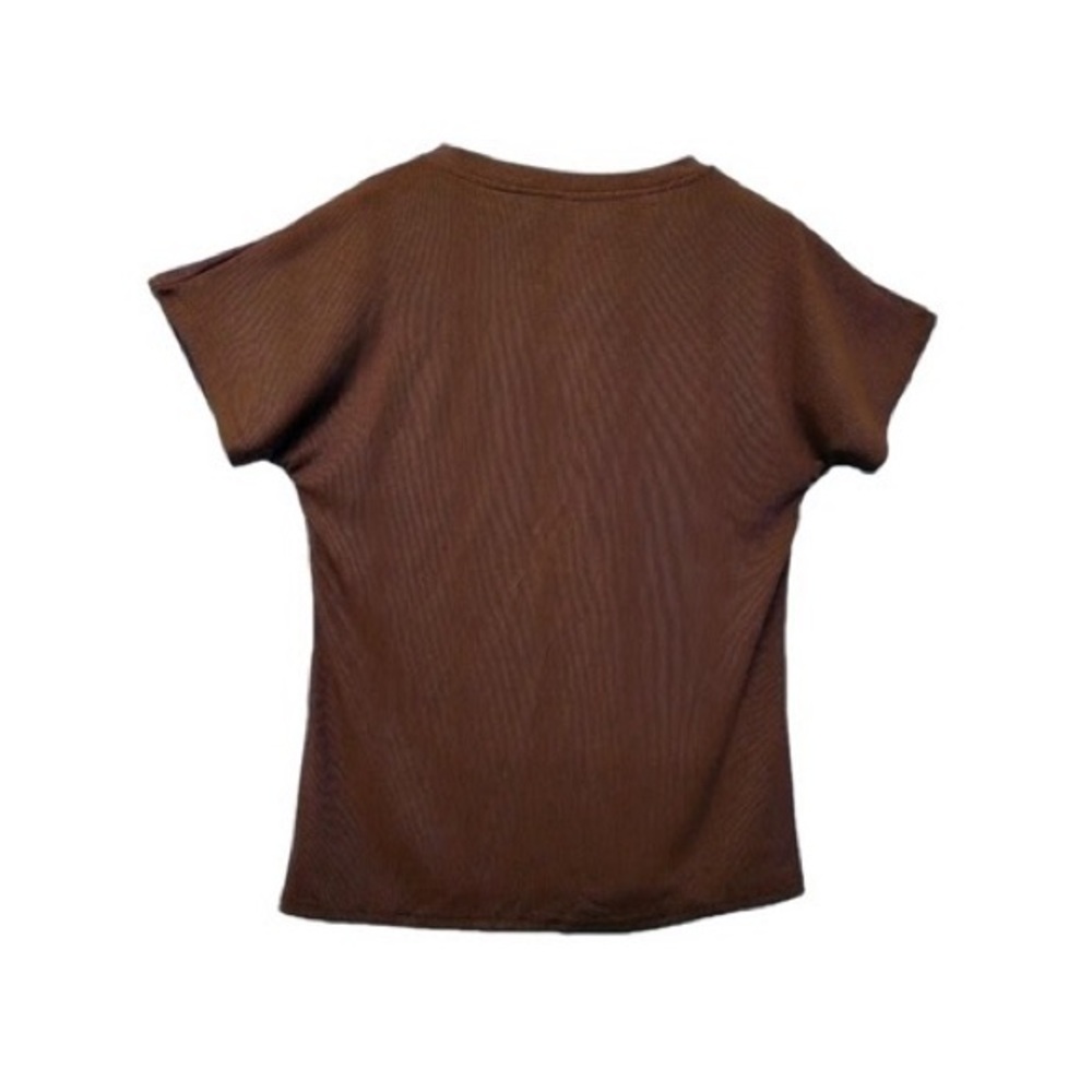 Classic Ribbed Short Sleeve Tee in Chocolate Brown